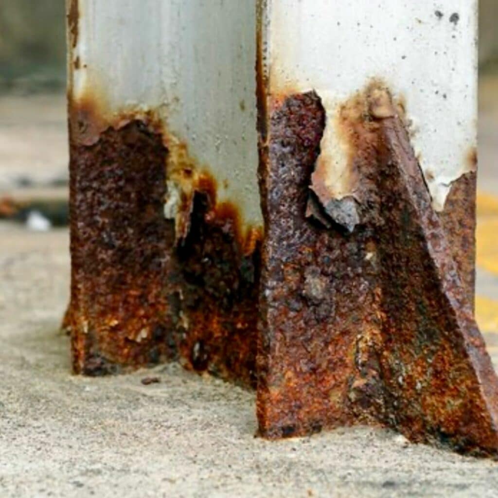 Threat of corrosion on metal feet requiring galvanic protection ANODE RUST PRIMER SANERGRID