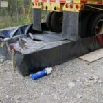 Bac de r&eacute;tention souple TRFLEX TRUCK SANERGRID pour transformateur &eacute;lectrique &eacute;quip&eacute; du kit PETRO PIT 410 pour filtration des huiles di&eacute;lectriques