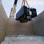 Grutage transformateur sur bacs de r&eacute;tention modulaire anti feu ERT MODULO3