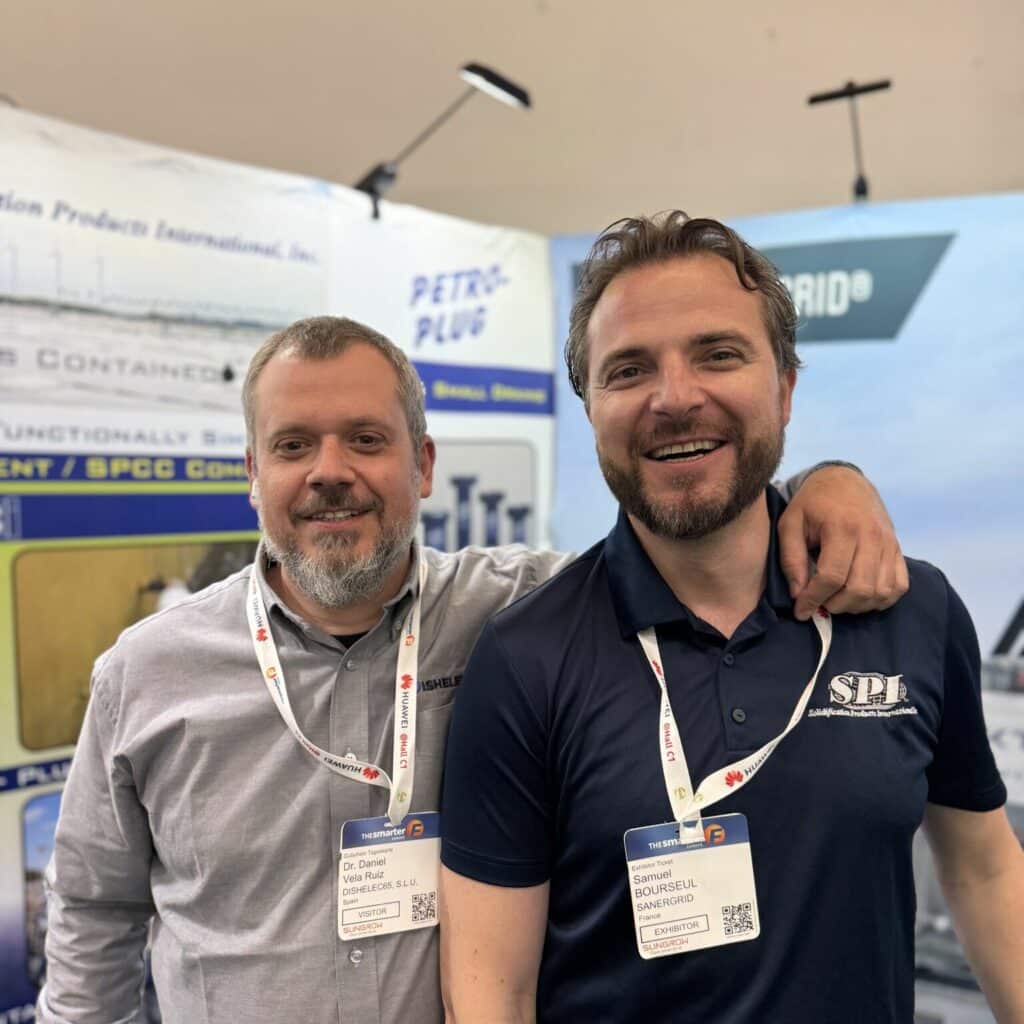 Sanergrid Grupo Dishelec Exposición Intersolar BESS y proyectos fotovoltaicos