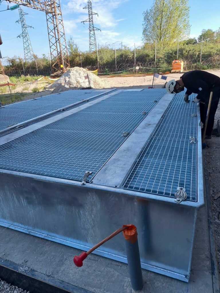 Focus on the Exticov CCF fireproof cover by Sanergrid and grounding by Sonec